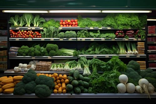 超市新鲜蔬菜货架摄影图 摄影图